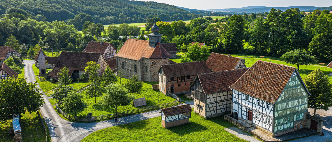 Luftbildaufnahme Museumsdorf Fladungen